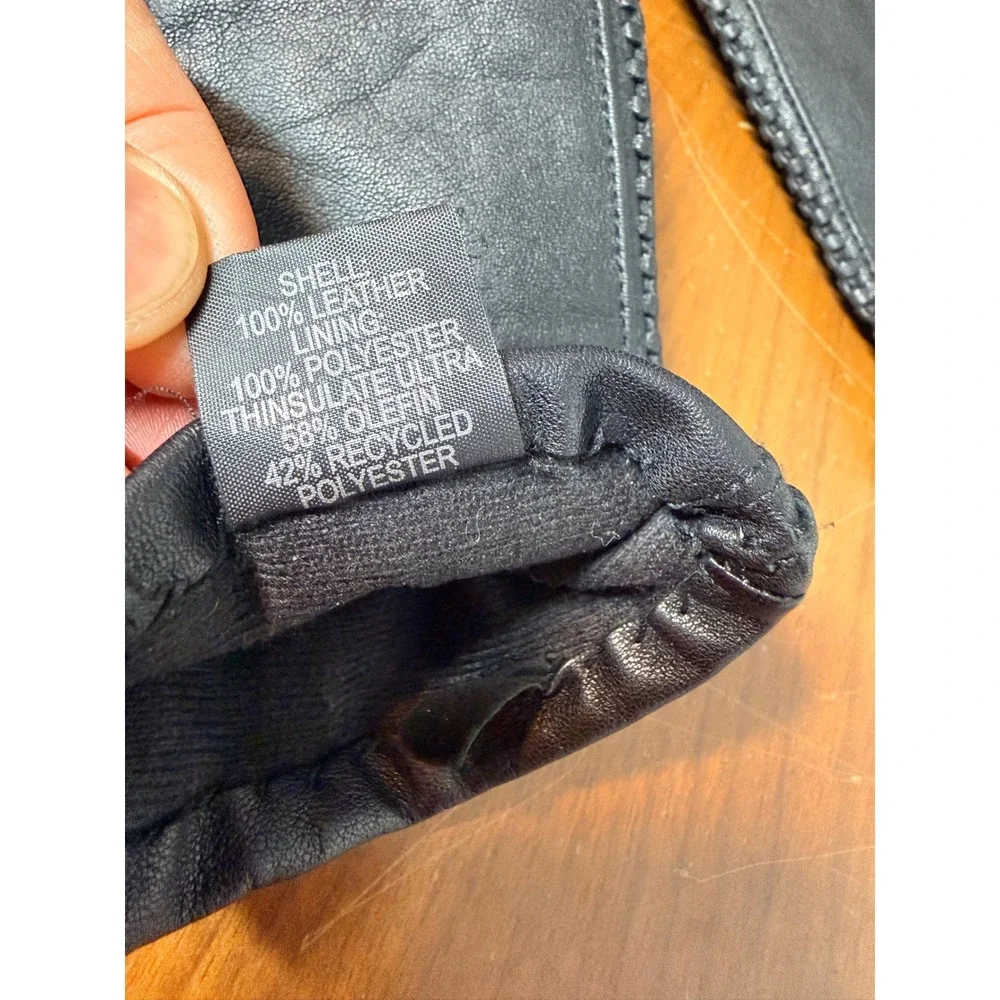 Unbranded Leather Gloves Women L‎ Black Thinsulate Thermal Insulated Whipstitch